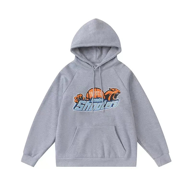 Grey Men\'s Trapstar Shooters Orange Logo Hoodies UK | 62749-RBFV