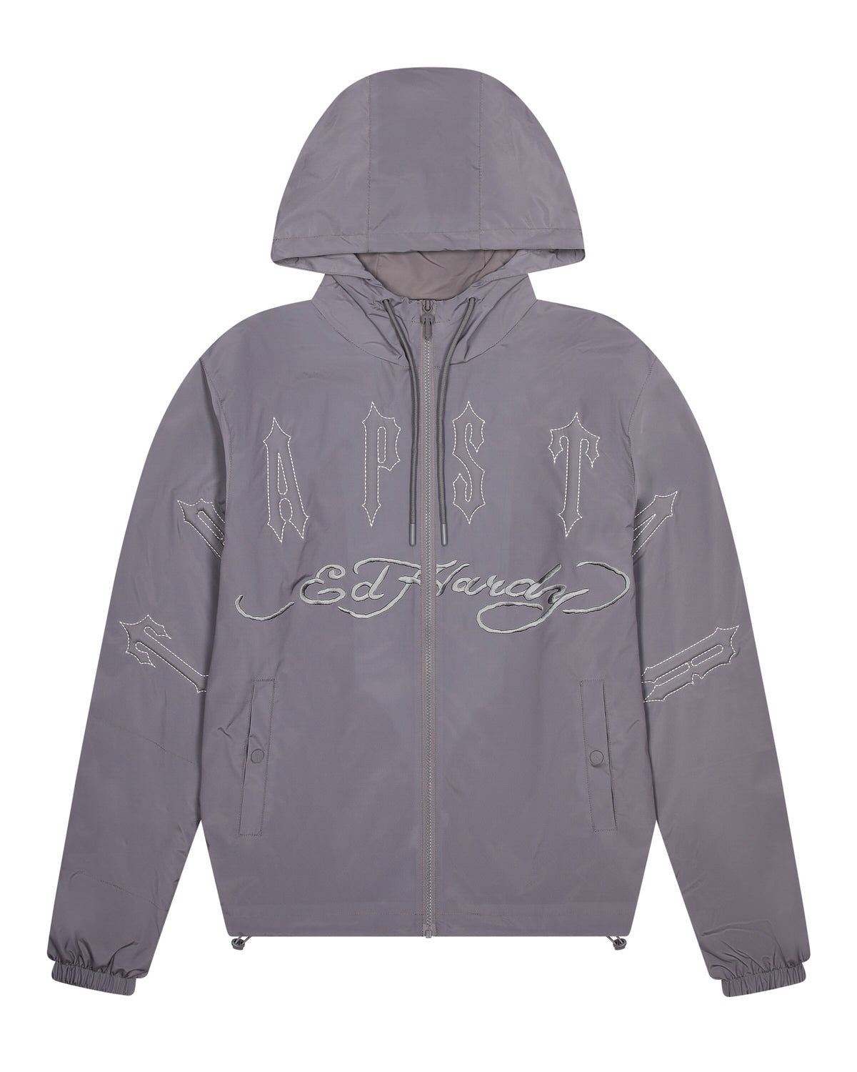 Grey Men's Trapstar x Ed Hardy Windbreaker UK | 42976-ICQP