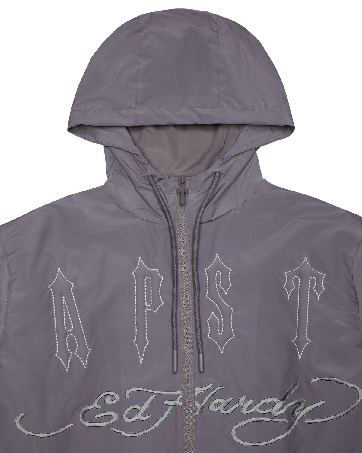 Grey Men's Trapstar x Ed Hardy Windbreaker UK | 42976-ICQP