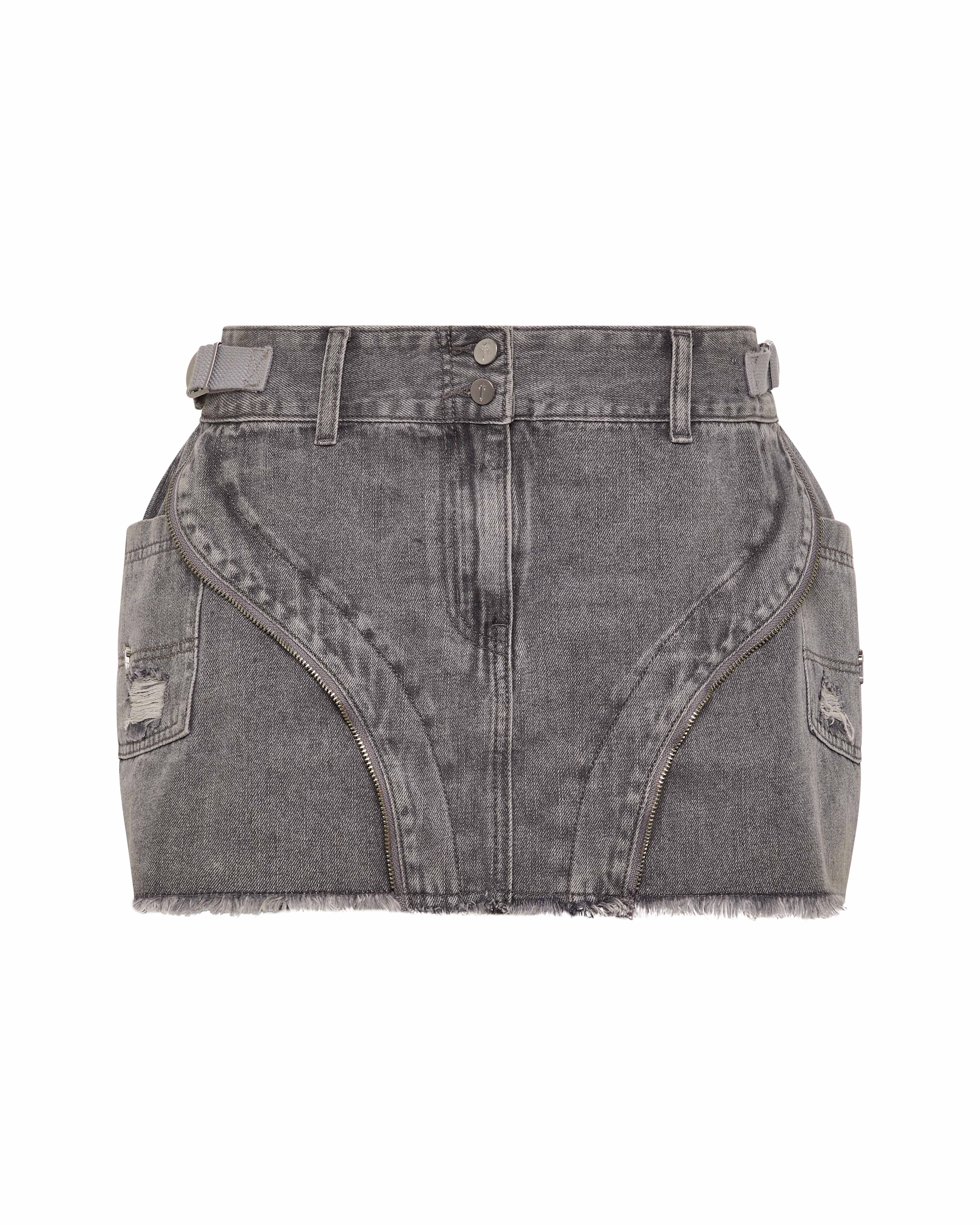 Grey Women\'s Trapstar Irongate T Denim Zip Detail Mini Skirts UK | 71063-OYFH