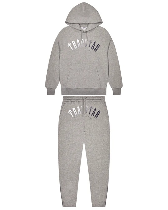 Grey / White Men\'s Trapstar Irongate Arch It’s A Secret Hooded Gel Tracksuits UK | 28475-RXLD