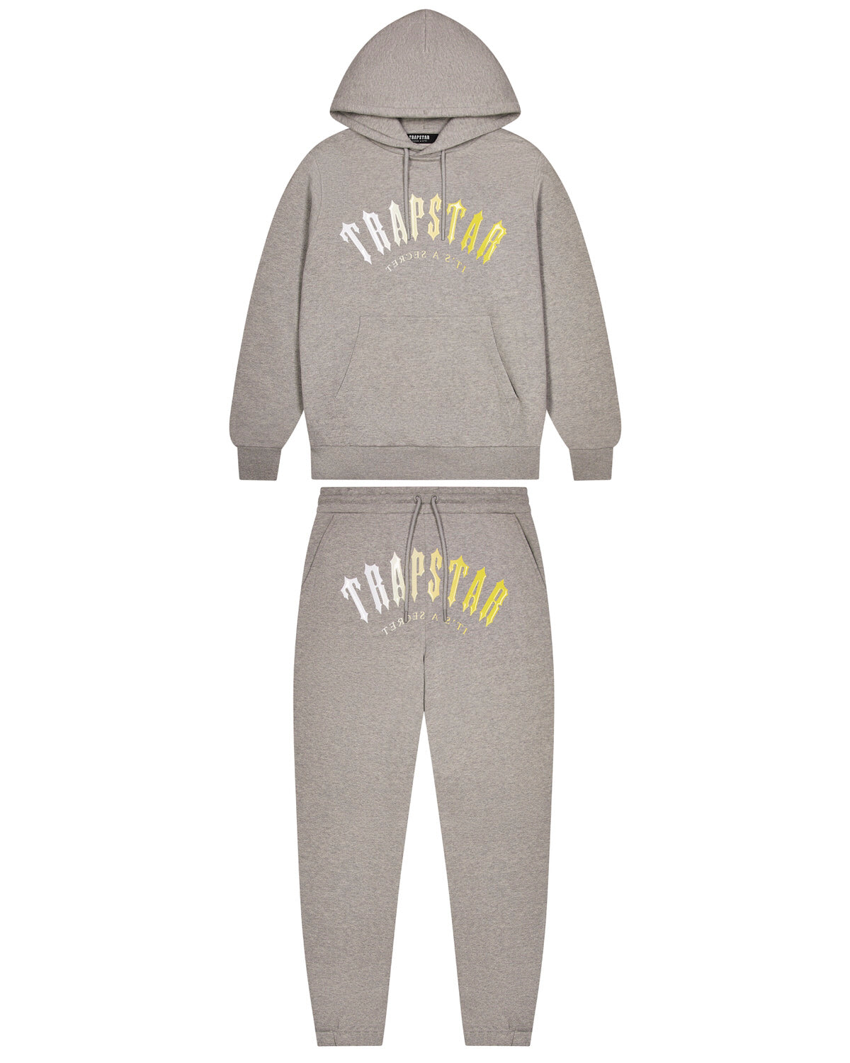 Grey / Yellow Men\'s Trapstar Decoded Hooded Gel Tracksuits UK | 65019-NPJH