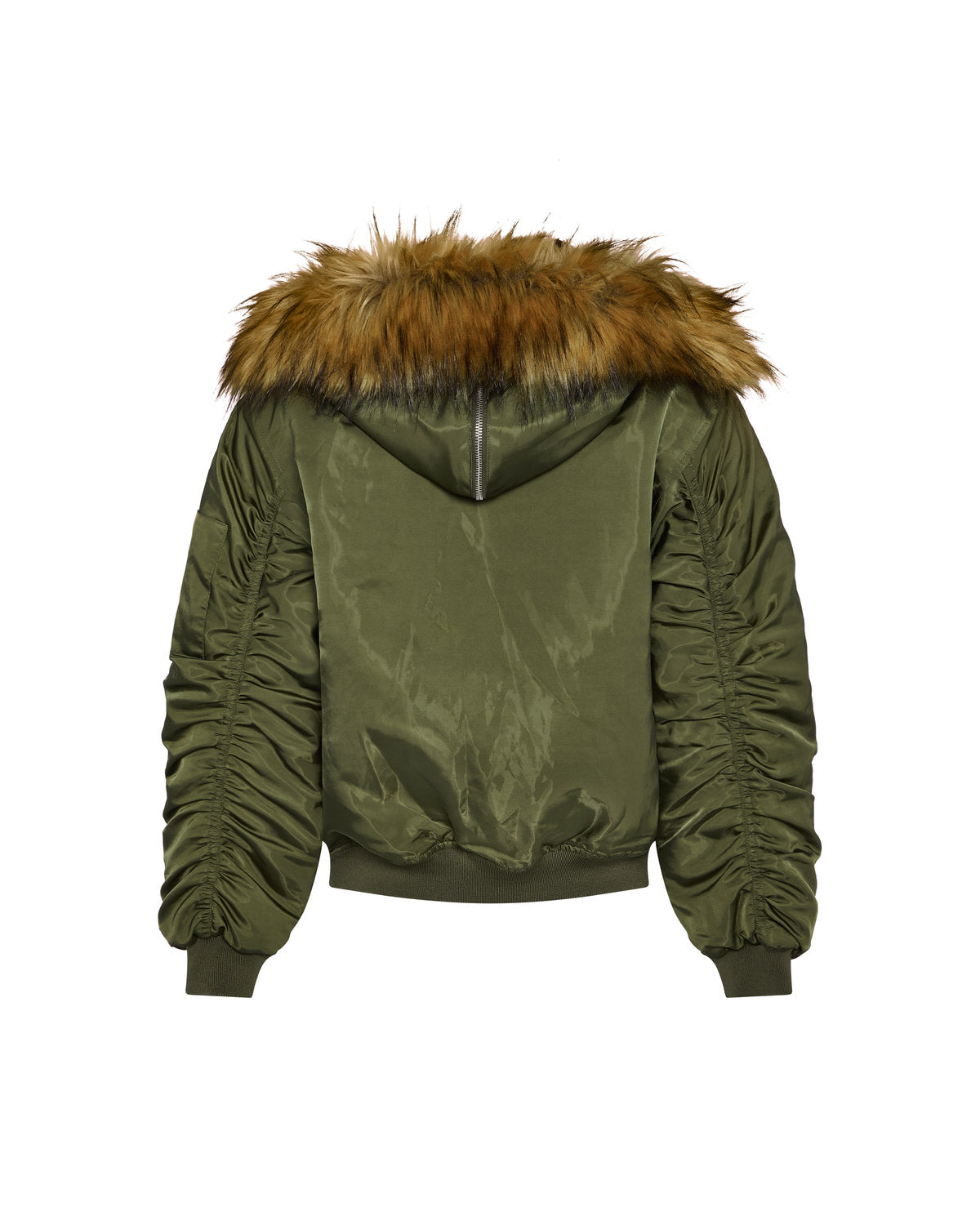 Khaki Women's Trapstar Script Fur Hood Bomber Jackets UK | 41680-NPZJ