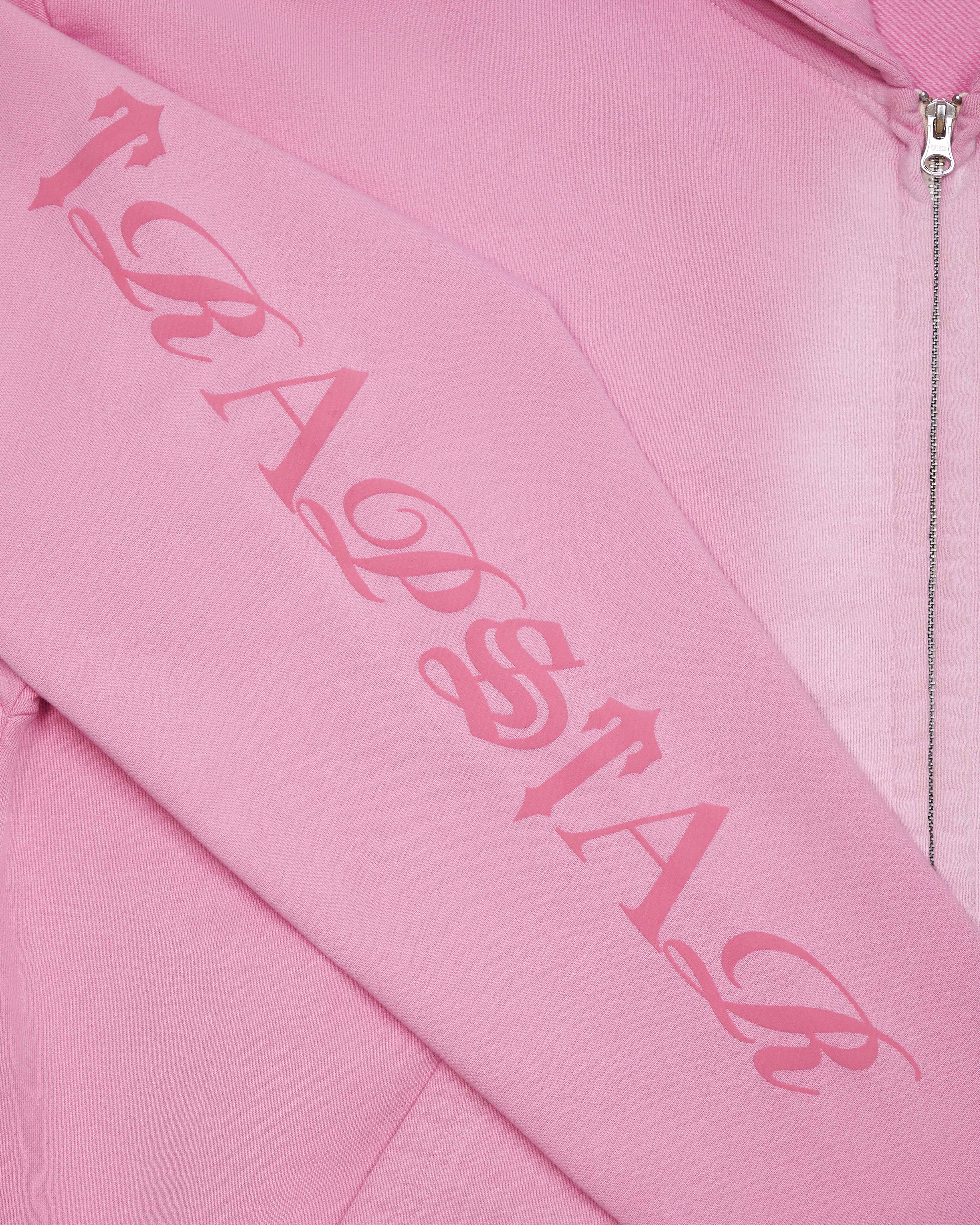 Pink Men's Trapstar Script Spray Hoodies UK | 40728-IHQK