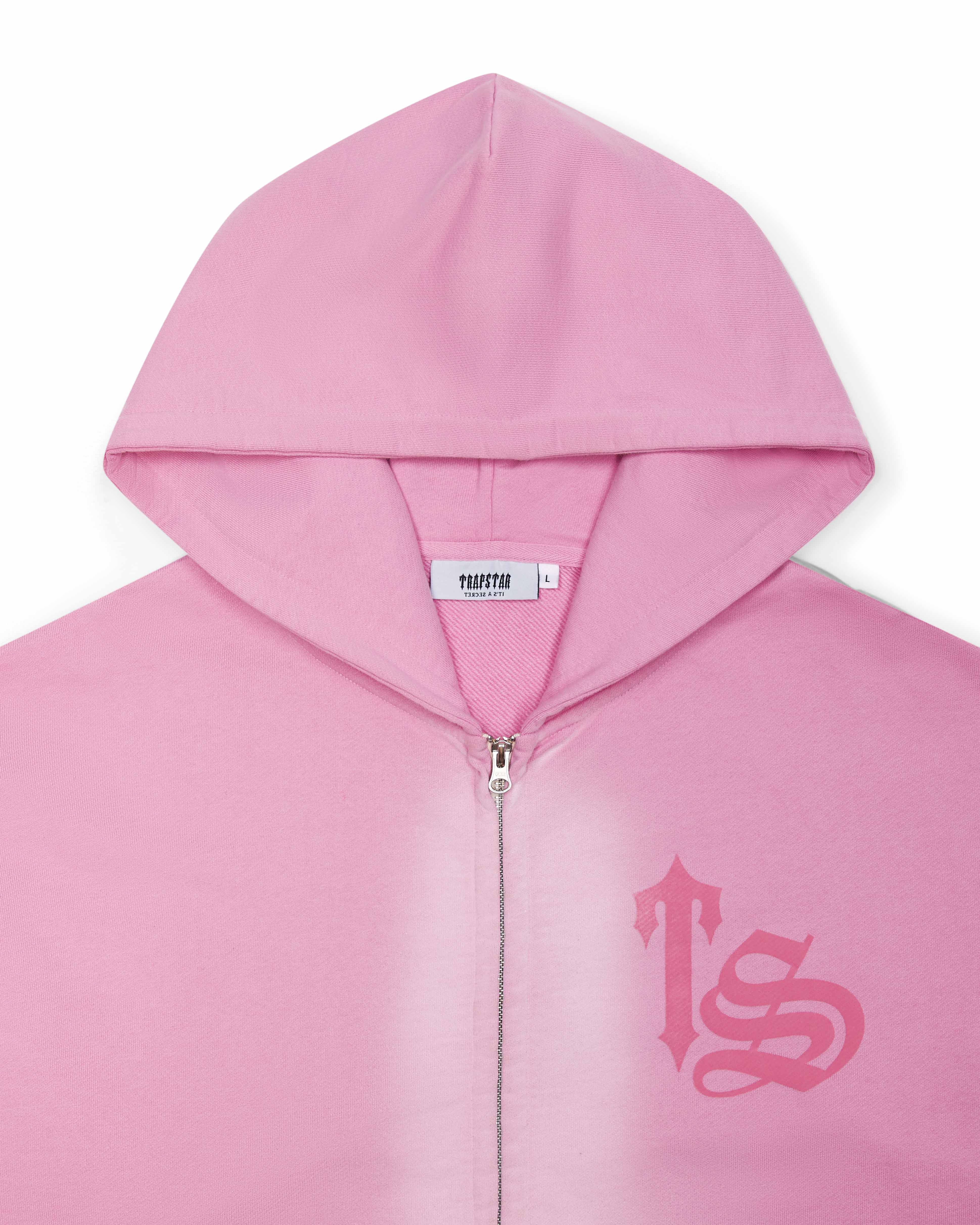 Pink Men's Trapstar Script Spray Hoodies UK | 40728-IHQK