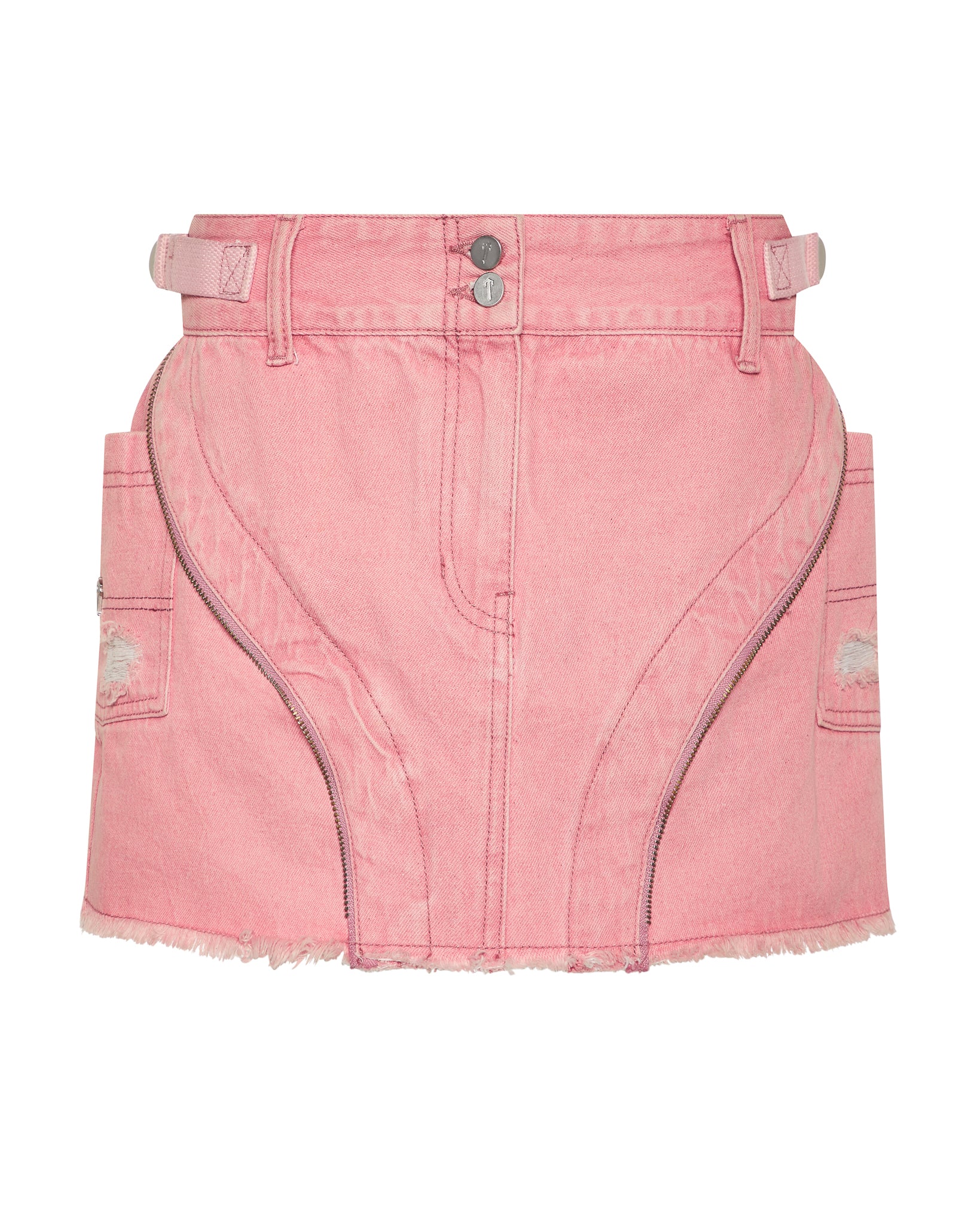 Pink Women's Trapstar Irongate T Denim Zip Detail Mini Skirts UK | 49102-HBSI