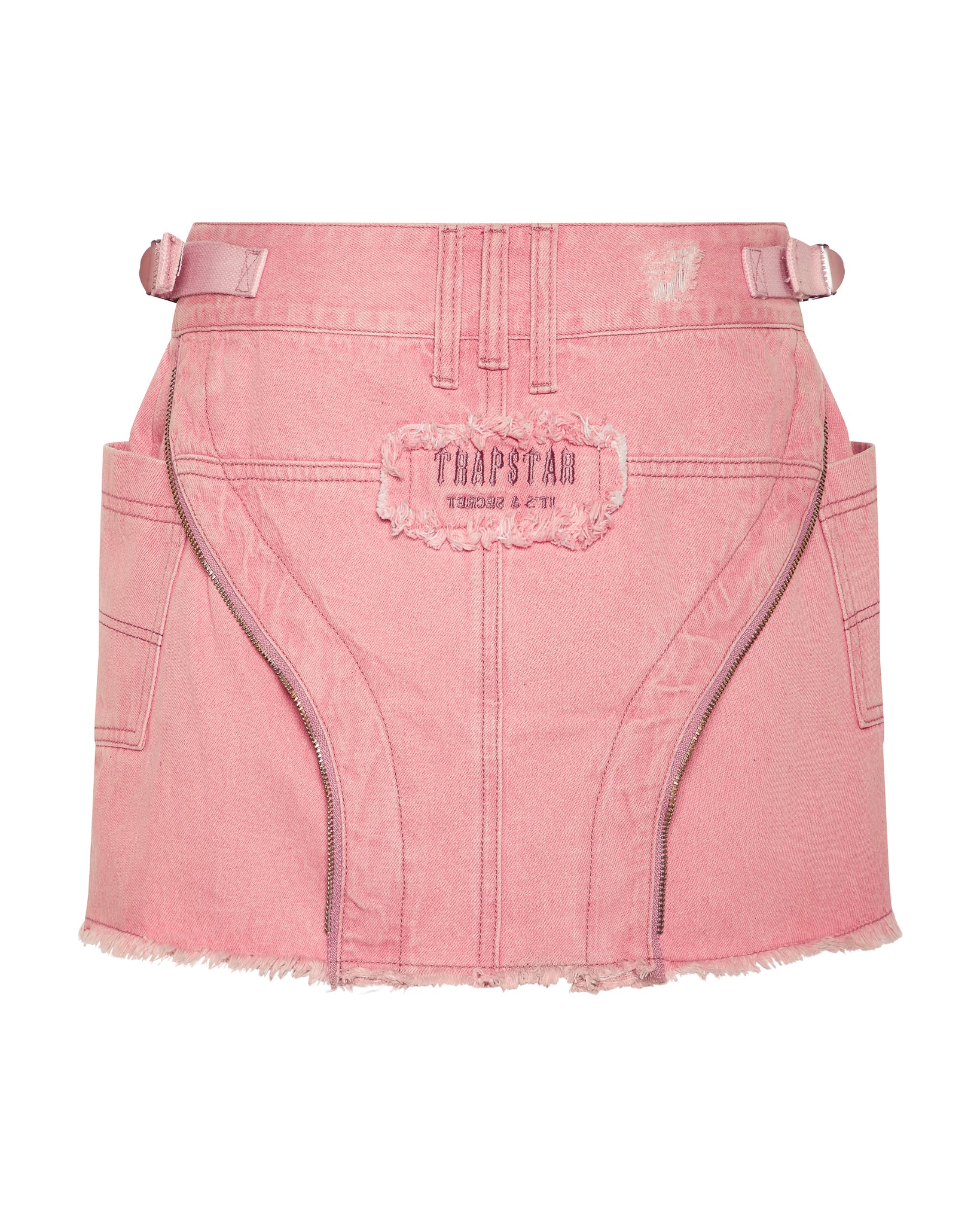 Pink Women\'s Trapstar Irongate T Denim Zip Detail Mini Skirts UK | 49102-HBSI