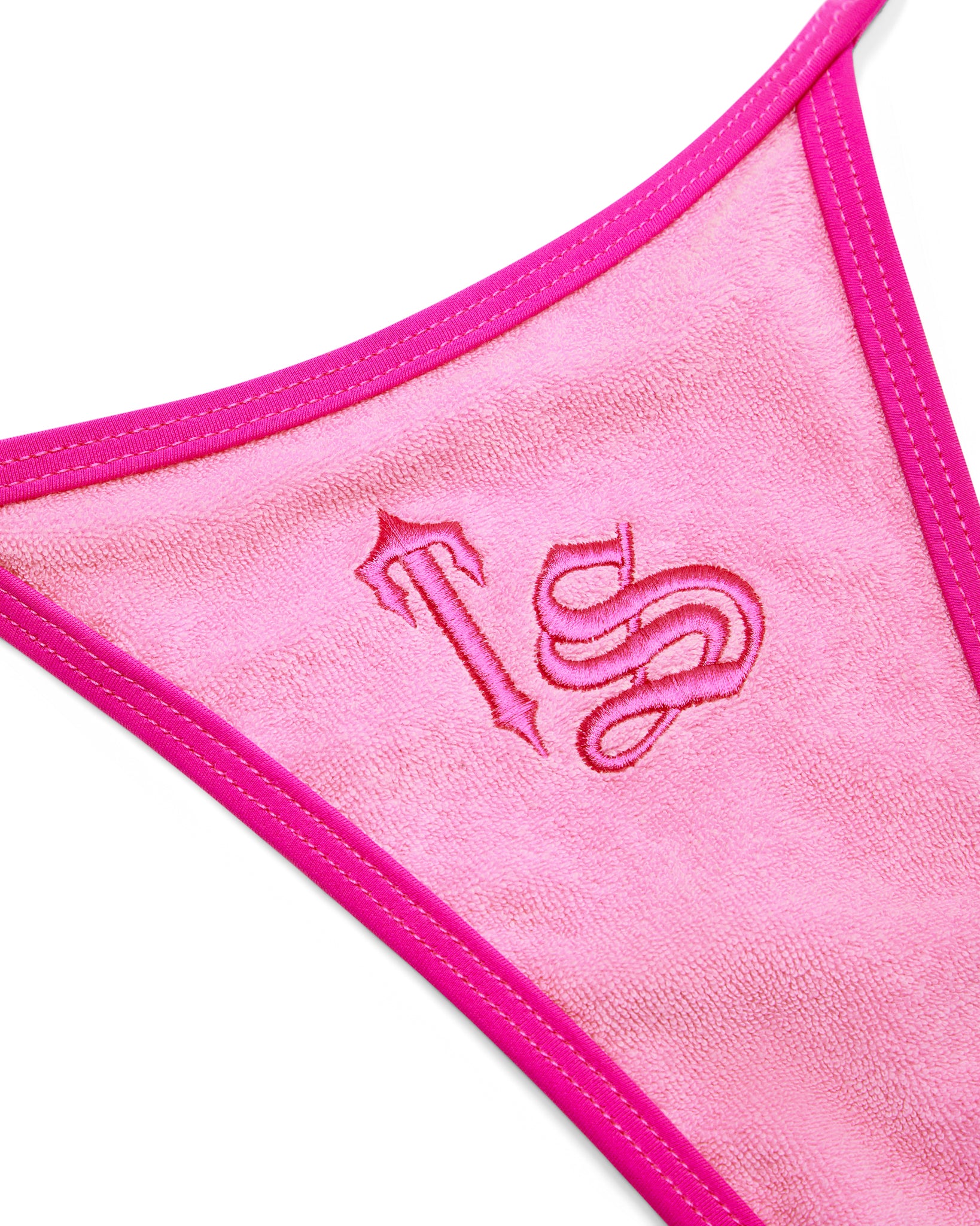 Pink Women's Trapstar Terry Script Bikini Bottoms UK | 90437-BHUO