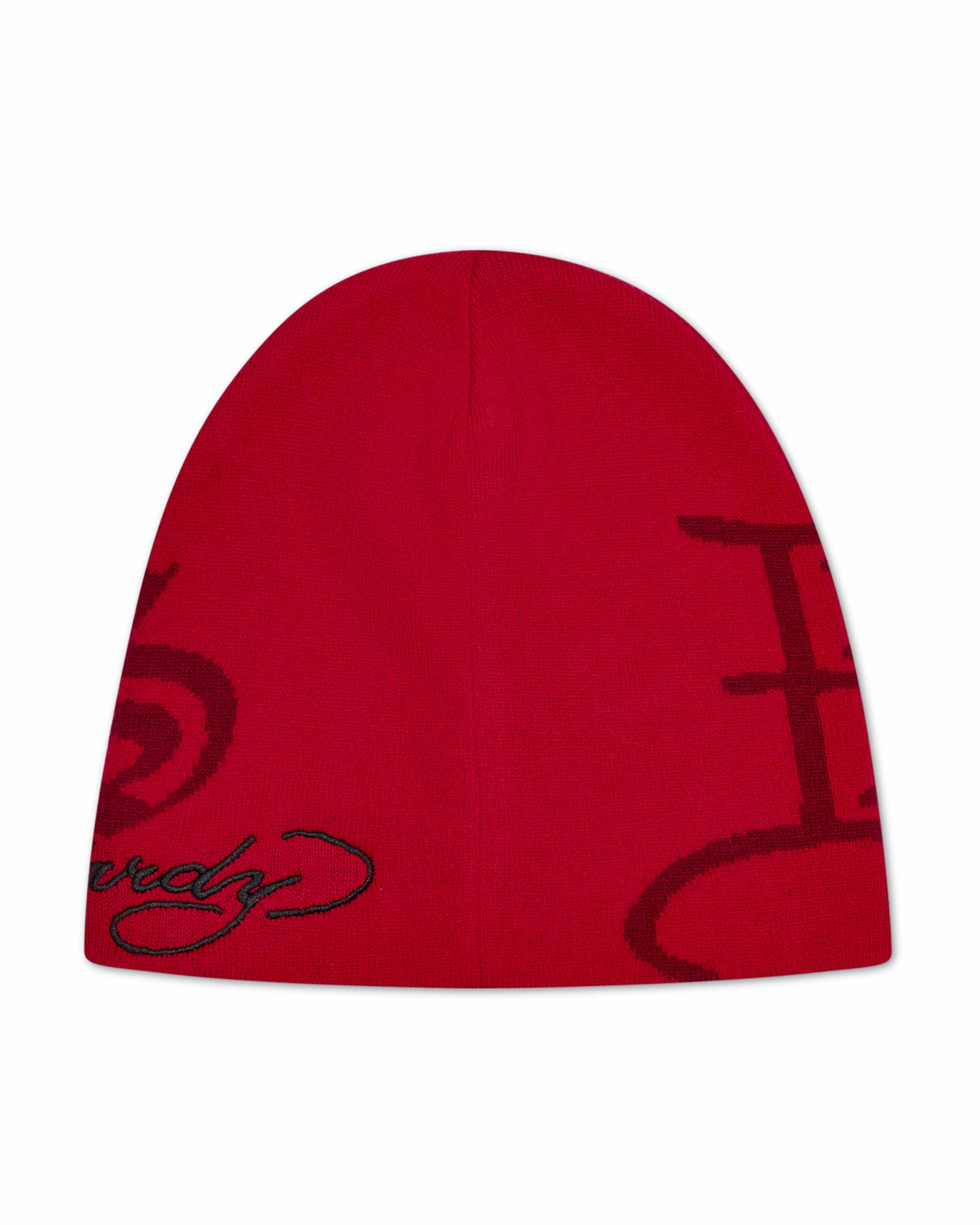 Red Men's Trapstar x Ed Hardy Beanie UK | 65394-DBXV