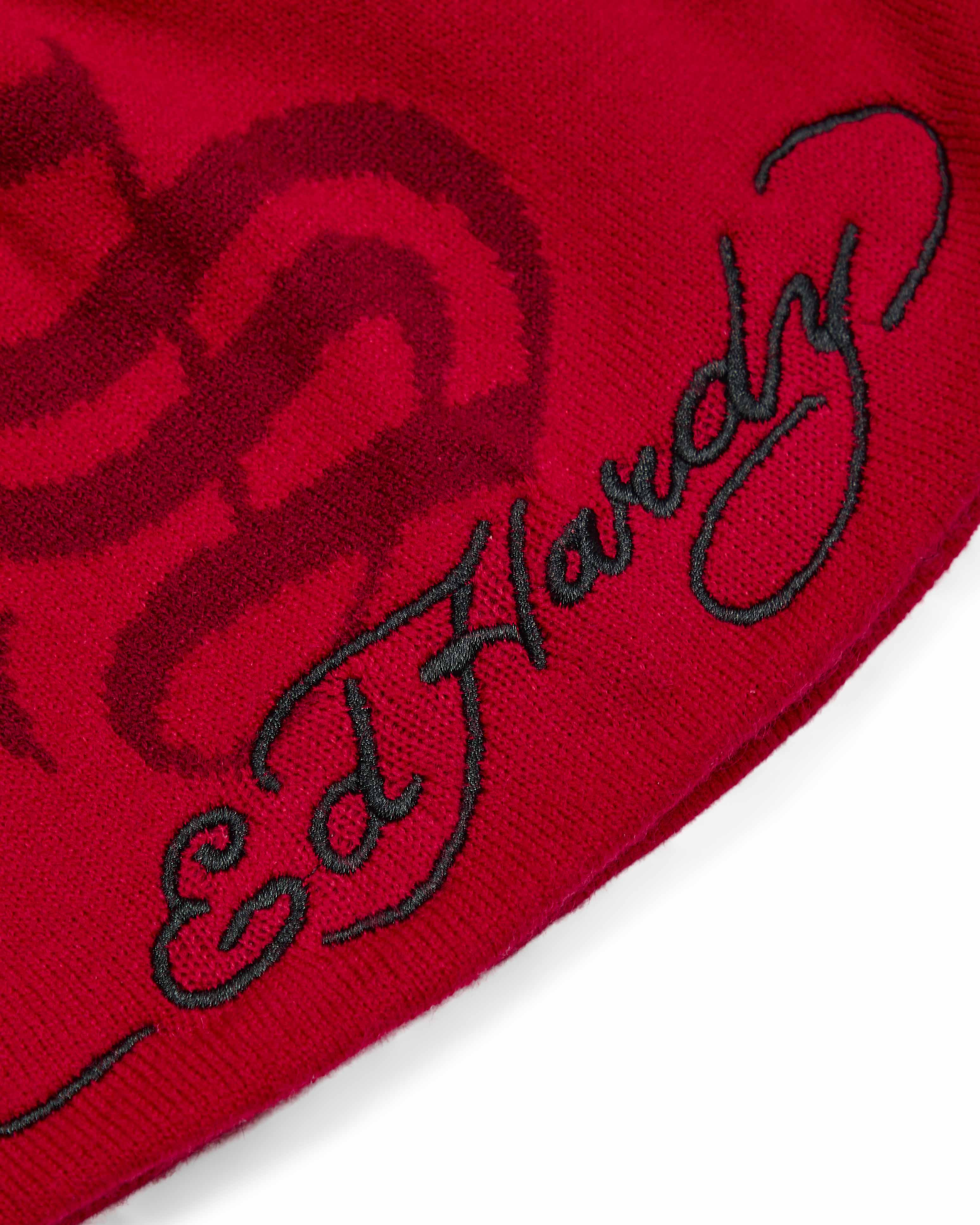 Red Men's Trapstar x Ed Hardy Beanie UK | 65394-DBXV