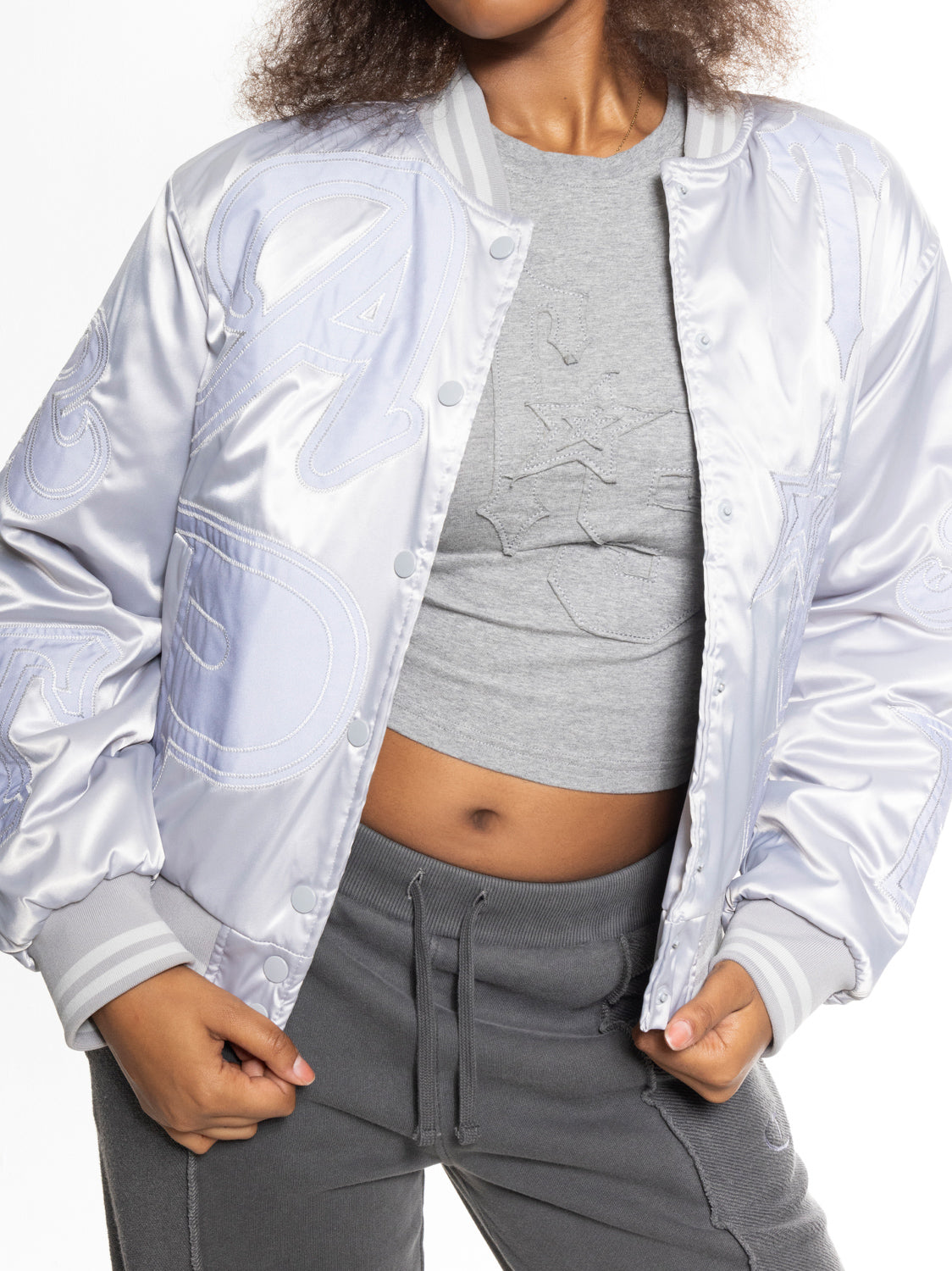 Silver Women's Trapstar Wildcard Stadium Jackets UK | 46392-FITP