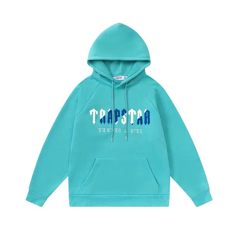 Turquoise Men\'s Trapstar Blue Logo Hoodies UK | 91503-JYAD