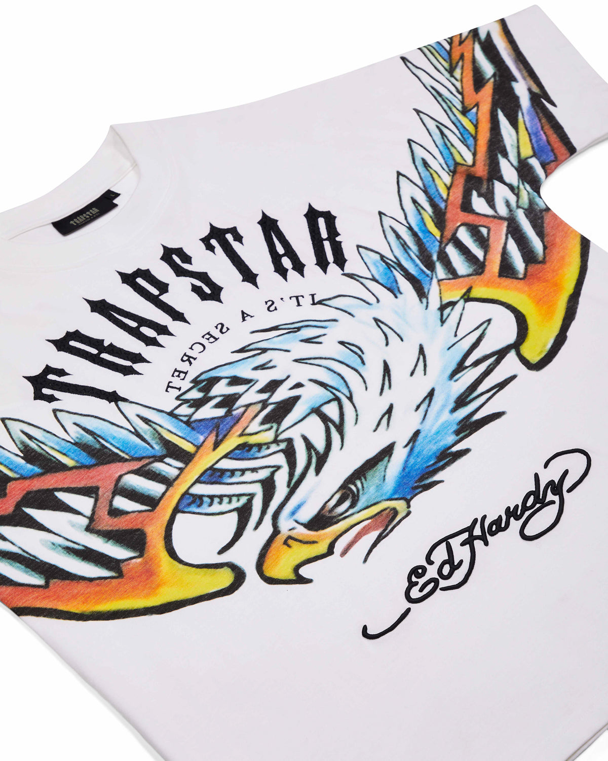 White Men's Trapstar x Ed Hardy Arched Eagle T-shirts UK | 06894-DTHJ