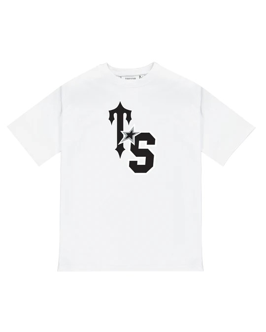 White / Black Men\'s Trapstar Ts Star T-shirts UK | 32518-CLHI